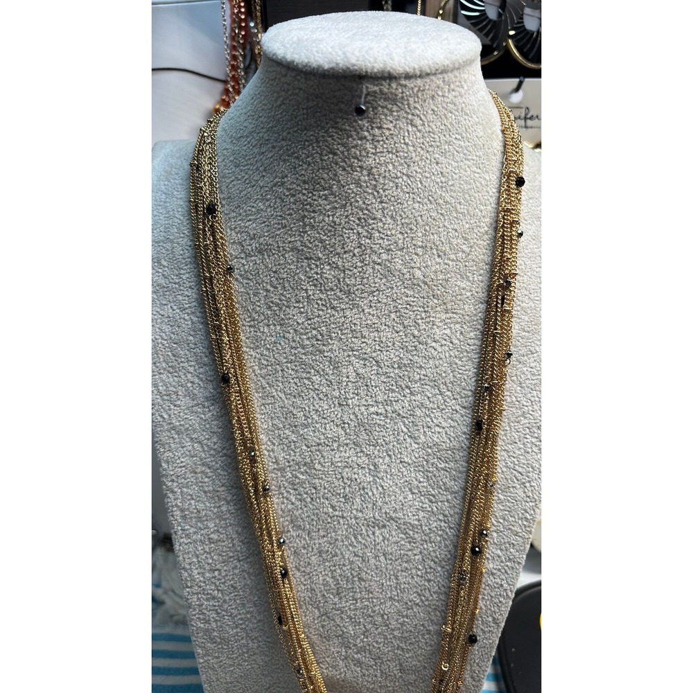 #32. Lydell NYC Multi-Strand Gold Tassel Necklace